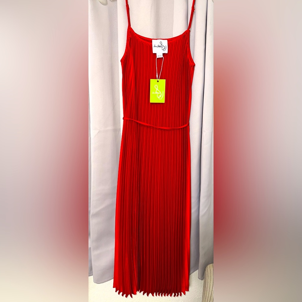 Sam Edelman NWT Red Pleated Midi Dress